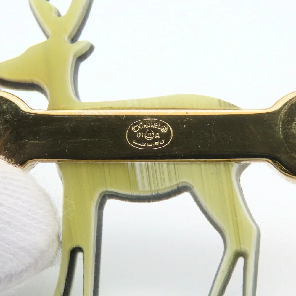 CHANEL Black Logo Brooch
